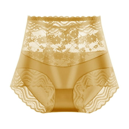 Women s High Waist Briefs  Lace Flower Design  Large Size  Elastic  Abdomen Lift  Buttocks Enhancement  Comfortable Material  For Fitness  Workout  Daily Wear  Women s Plus Size Clothes | Yellow M