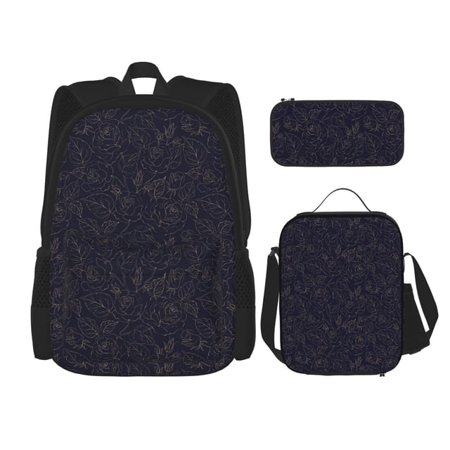 Fotbe Beautiful Roses Set Escolar 3 en 1 para Niños - Mochila Duradera con Lonchera Aislante y Estuche para Lápices - Mochila Escolar para Niños y Niñas