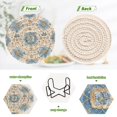 thumbnail image 3 of 6 Pcs Drink Coasters with Holder 3.94in Woven Coasters for Drinks Elegant and Timeless Blue Flower Coaster Set for Protection Table, 3 of 7