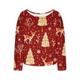 thumbnail image 5 of FDGIU Women's Christmas Long Sleeve T-Shirt - Lightweight Christmas Tree Graphic Top, Snowflake Sequined Blouse, Xmas Vacation Casual Sweatshirt, 5 of 6