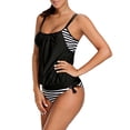 thumbnail image 2 of SAYFUT Women's Stripes Lined Up Double Up Tankini Top Swimwear Swimsuit Two Pieces Set, 2 of 7