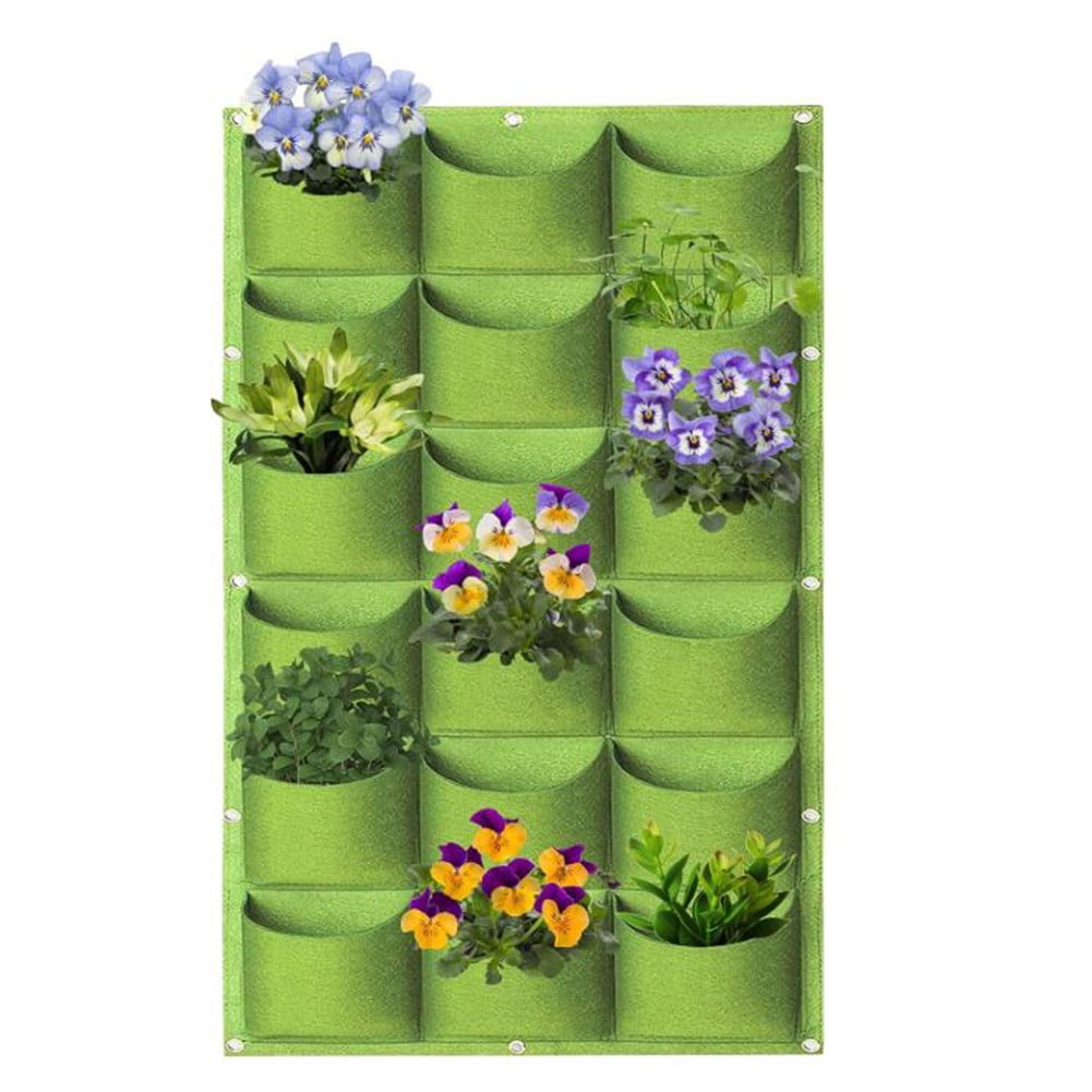 Whatever You Like-Vertical Felt Grow Bags Wall Mounted Planter Multi-Pocket Garden Hanging Planters for Indoor Outdoor Plants Flowers Vegetables Green"}