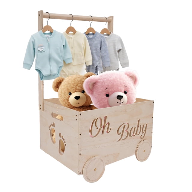 Cesta de regalo para baby shower HMAZAE, organizador de armario para bebés de madera