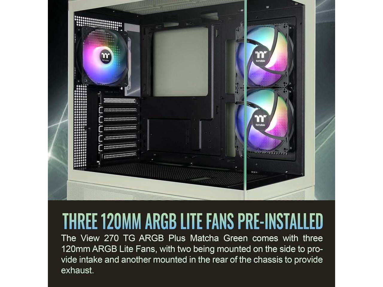 Thermaltake View 270 Plus TG ARGB ATX Mid-Tower Gaming Computer Case Matcha Green (CA-1Y7-00MEWN-01)