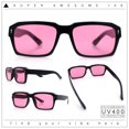 thumbnail image 2 of Hipster Gentleman Rectangular Mens Retro Vintage Vibe Plastic Sunglasses Black - Pink, 2 of 8