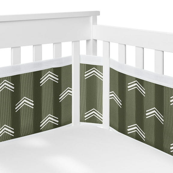 Sweet Jojo Designs   BreathableBaby Diamond Tuft Hunter Green Boy, Girl, Unisex/Gender Neutral Breathable Mesh Crib Liner