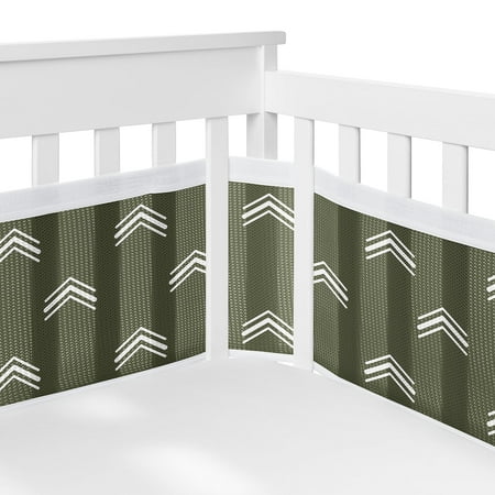 Sweet Jojo Designs + BreathableBaby Diamond Tuft Hunter Green Boy Girl Unisex/Gender Neutral Breathable Mesh Crib Liner