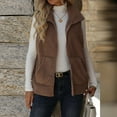 thumbnail image 6 of Cavosen Womens Vests Outerwear Lapel Sleeveless Fleece Vest with Pocket Zipper Hooded Solid Loose Jacket Windproof Warm Fall Outerwear, 6 of 8