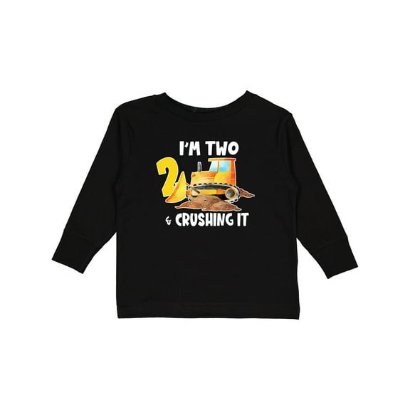 Inktastic I'm 2 and Crushing It Construction 2nd Birthday Boys or Girls Long Sleeve Toddler T-Shirt