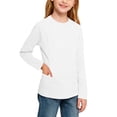 thumbnail image 4 of PWPSG Girls Spring Long Sleeve Tops Quick Dry Breathable Summer Sun Protection Shirts Casual Crewneck Workout Blouses with Pockets White 12 Years, 4 of 8