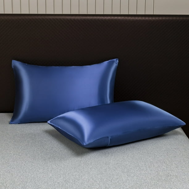 Funda de almohada de cuerpo de satén refrescante 2-Pack | Terciopelo suave, transpirable, anti-sudor, resistente a las arrugas, amigable con el cabello, todas las estaciones | Azul, Negro, Burdeos,
