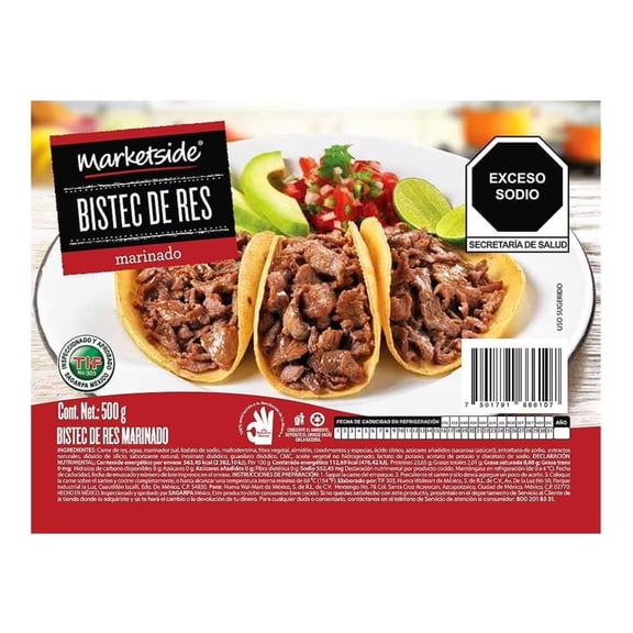 Bistec de res Marketside marinado 500 g