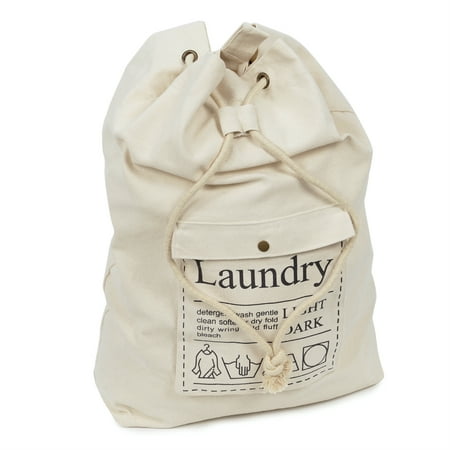 Large Drawstring Cotton Canvas Laundry Bag Dirty Clothes Storage Bag with Adjustable Shoulder ...
