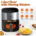 thumbnail image 4 of Pro 6QT Air Fryer with Large Square Viewing Window, Base and Upper Heating, 12 Presets for Chicken Wings, Steak, Fries, Pizza and More, Non-Stick and PFOA-Free, Fast and Oil Free Cooking, 4 of 6