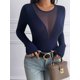 thumbnail image 4 of Camisas Ajustadas de Larga de con Cuello en V Profundo para Mujer, Moda Y2K 2025 Azul Marino S, 4 of 10