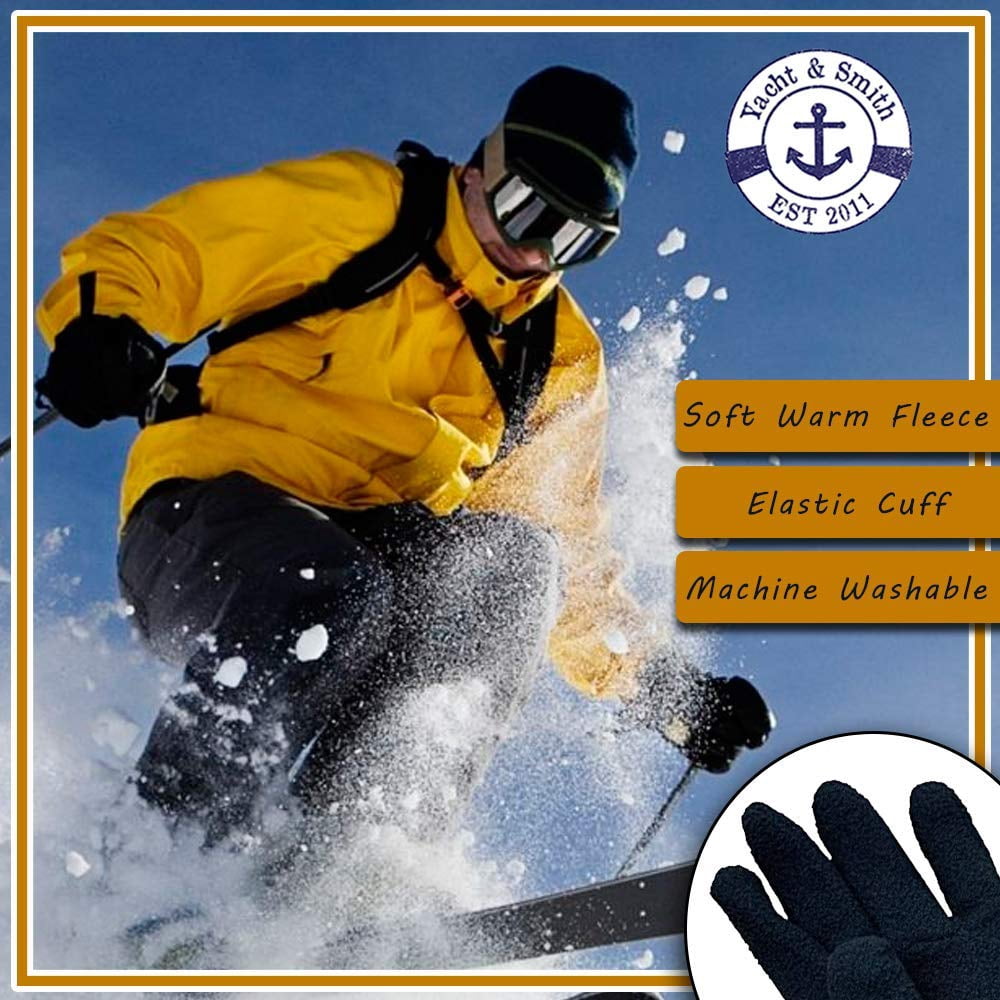 Yacht & Smith Value Pack of Unisex Warm Winter Fleece Gloves, Many Colors, Mens, Womens and Kids