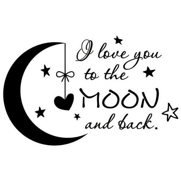 Quote I Love You to the Moon and Back Wall Decal Nursery Kids Room Decor f1 (black)