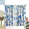 thumbnail image 3 of Boho Mushroom Curtains, Blue White Flower Floral Funny Cute Bohemian Groovy 1970s Rustic Retro Rod Pocket Window Drapes for Kids Bedroom Living Room 55x63in, 3 of 6