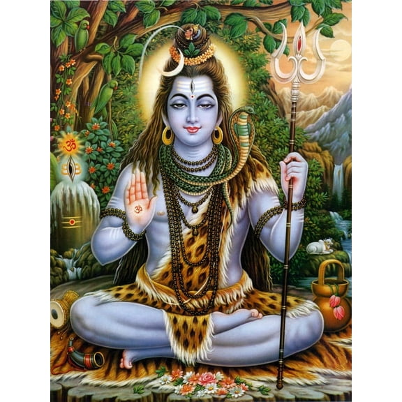 Krishna Culture CV154TB Lord Shiva Giving Blessings - Print on Canvas 9" x 12"