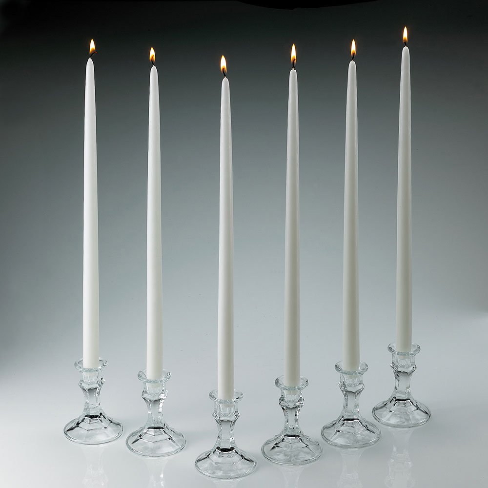 White Taper Candles 18 Inch Tall, Set of 12