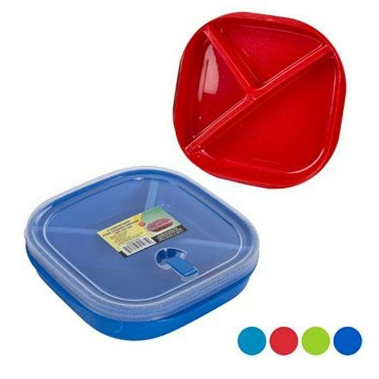 2 Pack Divided Microwave Portion Plate Vented Lids Lunch Dinner Diet BPA  Free Plastic Random Colors