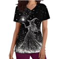 thumbnail image 3 of ClodeEU Women's Halloween Cartoon Graphic Tees ,Cat Print T Shirt ,V Neck Short Sleeve Casual Tops ,Women's Plus L, 3 of 4