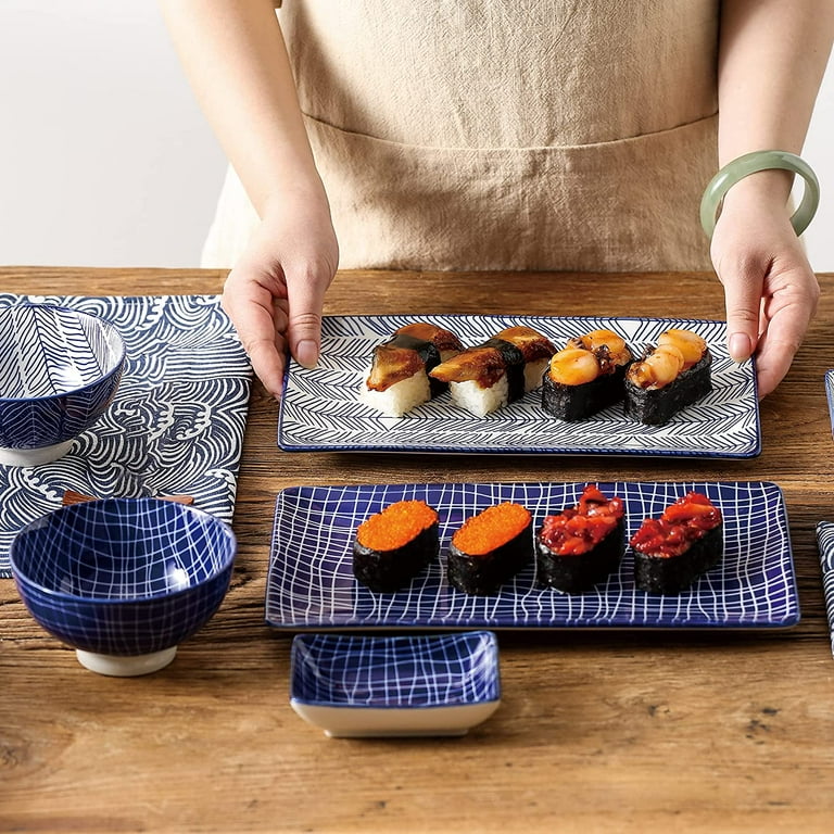 vancasso Takaki Porcelain Sushi Plate Set for 2, Japanese Style