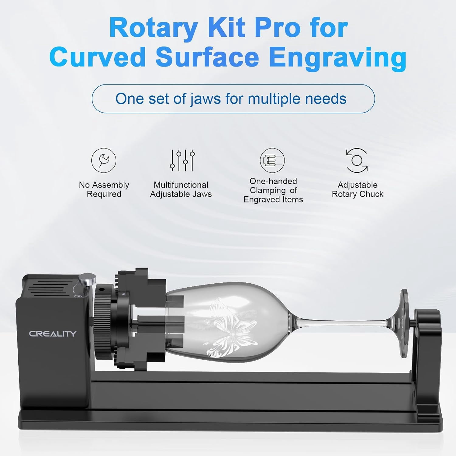 Creality Laser Rotary Roller, Y-Axis Rotary Chuck for Most Laser Engravers, Rotary Kit Pro with 3 in 1 Jaw and Module Suitable for Engraving Cylindrical Objects,Wine Glass, Tumbler, Ring,Ball