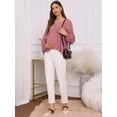 thumbnail image 5 of DARING DIVA Women's Maternity Empire Waist Babydoll Lantern Sleeve Blouse 2XL Pink, 5 of 8