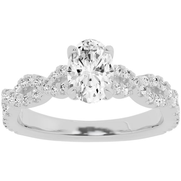 Unique Moments 1.5 ct Lab Grown Oval Diamond Infinity Solitaire Engagement Ring 10K White Gold
