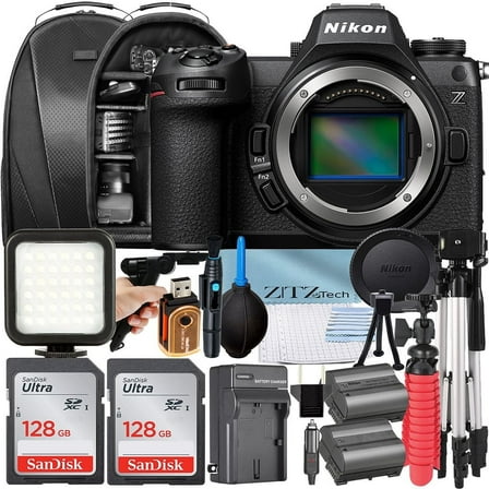 Nikon Z6 III Mirrorless Camera (Body Only) with 2 Pack 128GB SanDisk Memory Card   Backpack   Tripod   ZeeTech Accessory Bundle