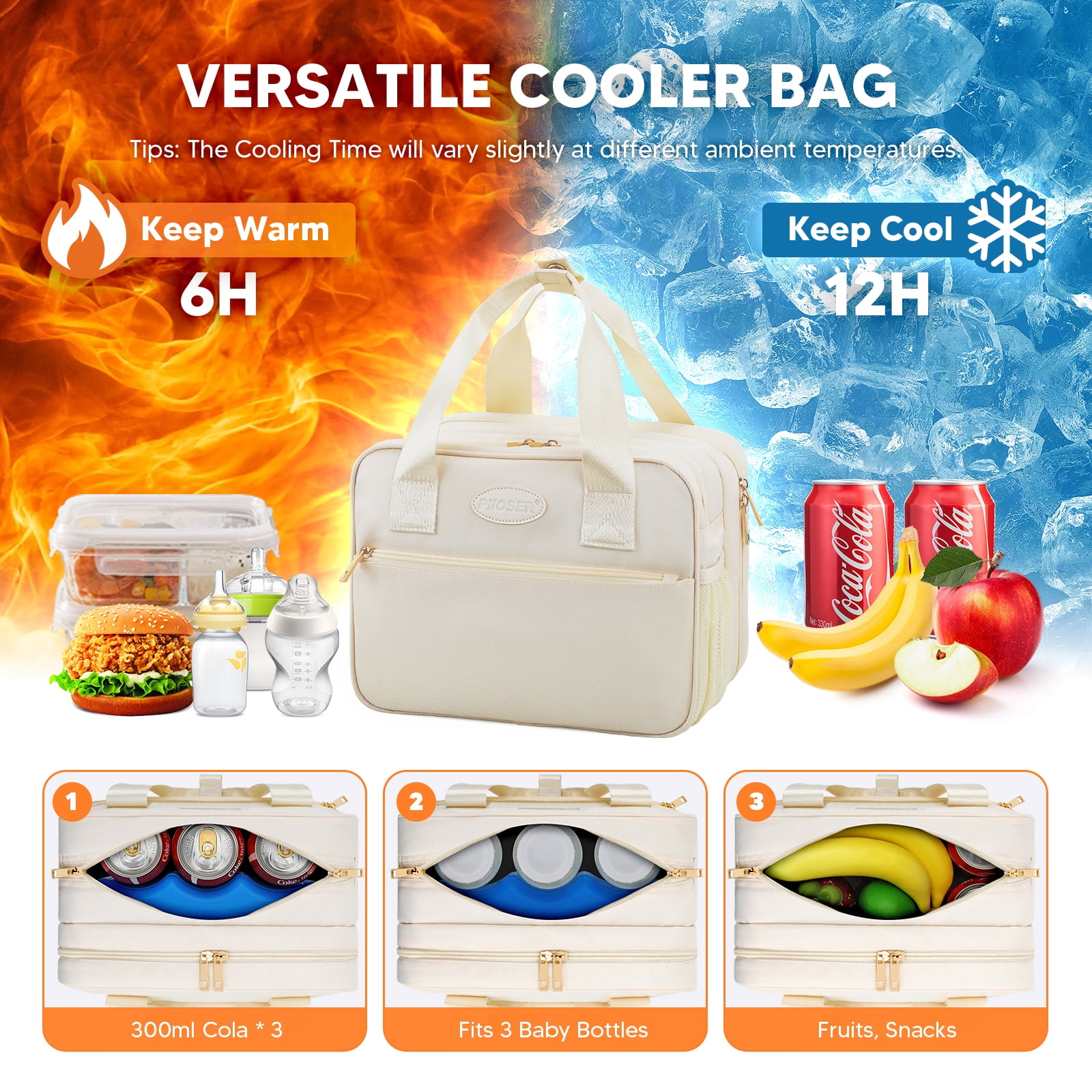 Breastmilk Cooler Travel Bag with Ice Pack, Compatible with Wearable Breast Pumps & Accessories - Portable Hands Free Breast Pump Carrying Case for Nursing & Working Moms, Cream