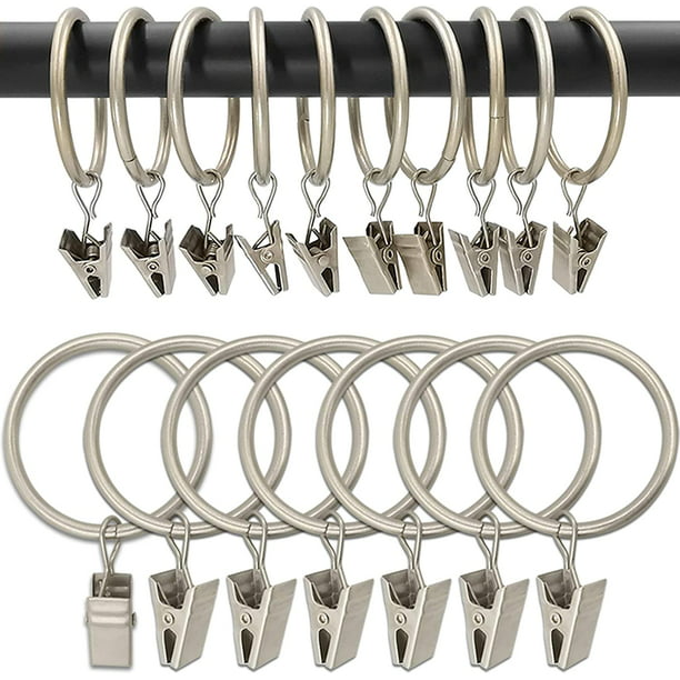 Summark 10pcs Metal Curtain Rings With, Curtain Hooks With Clips