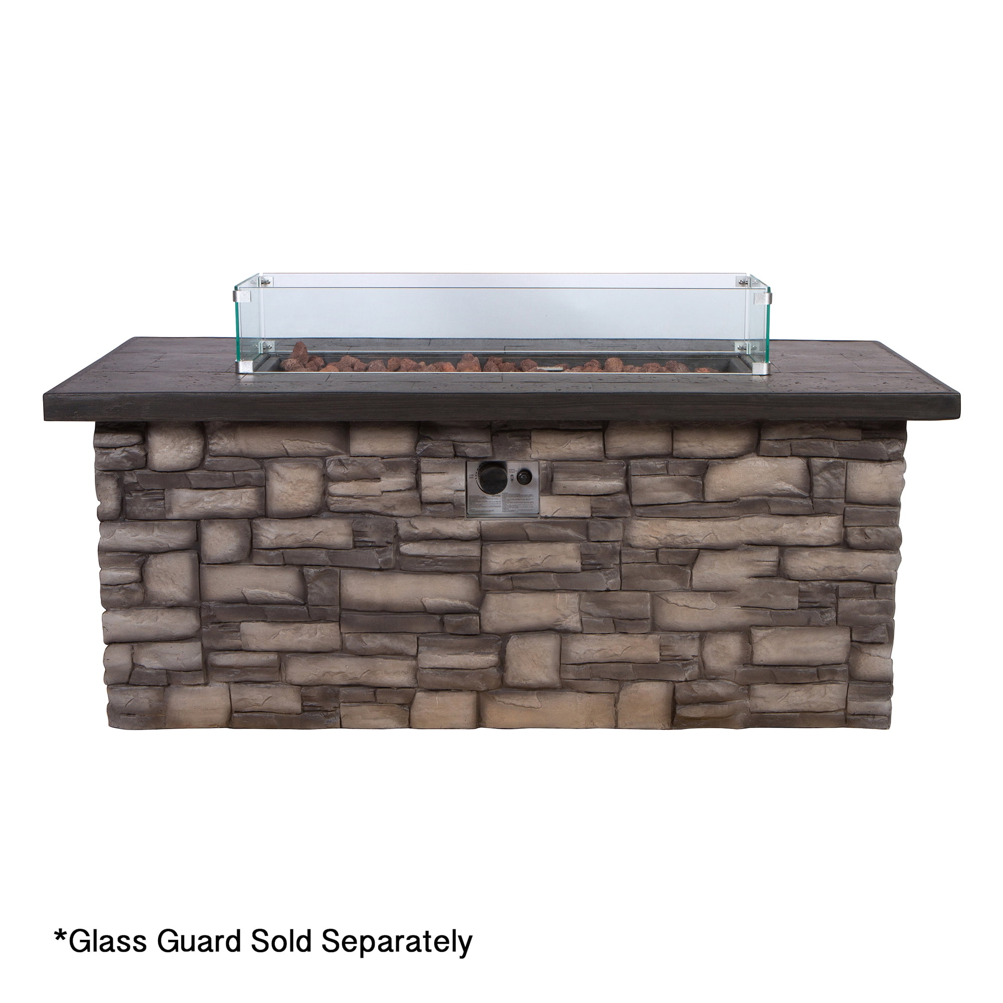 Shine Company 36.5" x 10.5" Rectangular Tempered Glass Fire Pit Table Wind Guard Easy to Clean