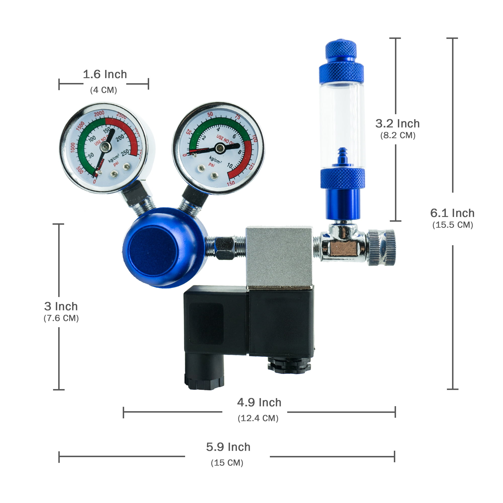 VENO CO2 Elite Aquarium CO2 Regulator Single Stage w/Duo Gauges, One Bubble Counter