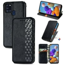 Galaxy A21S Wallet Case, Dteck Premium PU Leather Flip Folio Wallet Case with Card Slot Magnetic Closure Case for Samsung Galaxy A21s SM-A217 , Black
