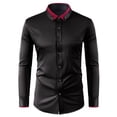 thumbnail image 1 of Men's Color Blocked Lapel Button Shirt - Slim Fit, Polyester Spandex, Business Casual, 39-44 Sizes, All-Season, 1 of 2