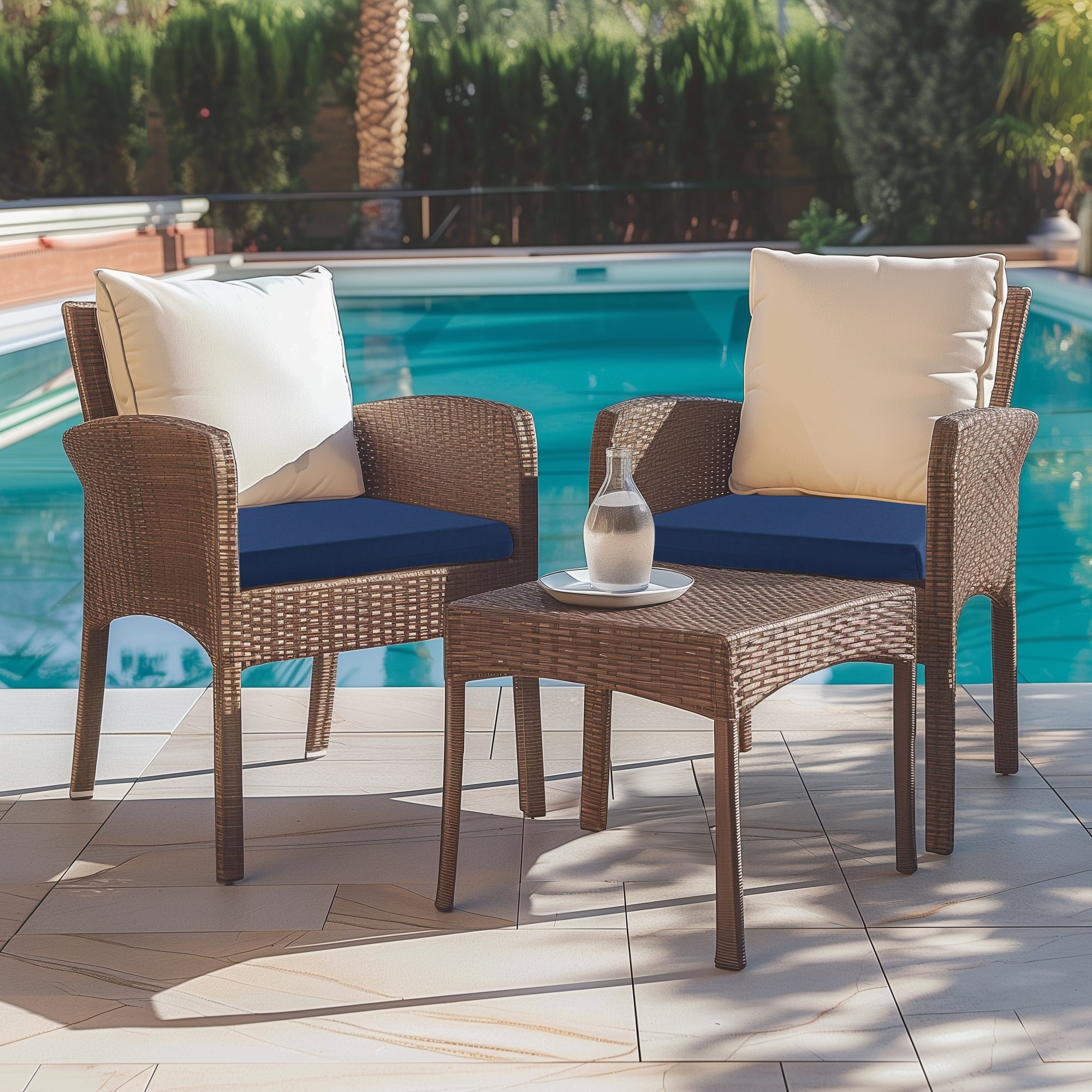 Unikome Outdoor Seat Pads Seat Cushions 4 Piece Solid Waterproof Patio Seat Chair Cushions 17 x 16 Rounded Square Patio Cushions Navy Blue Set of 4 Walmart