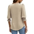 thumbnail image 6 of Fantaslook Blouses for Women Dressy Casual 3/4 Length Sleeve Womens Tops with Smocked Cuffs Fashion Shirts, 6 of 10
