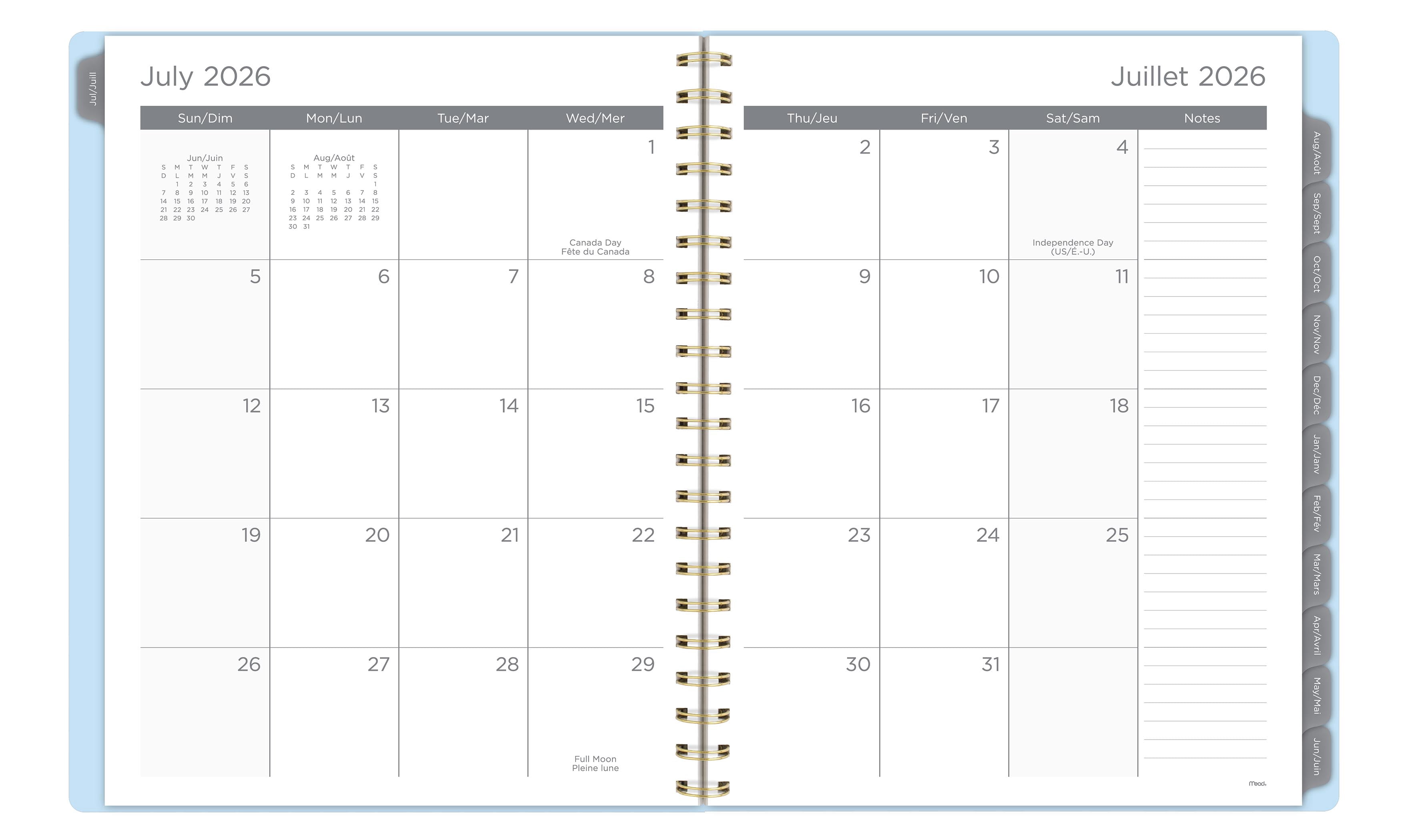 2026-2027 Mead Cherry Bows Large Weekly and Monthly Academic Year Planner
