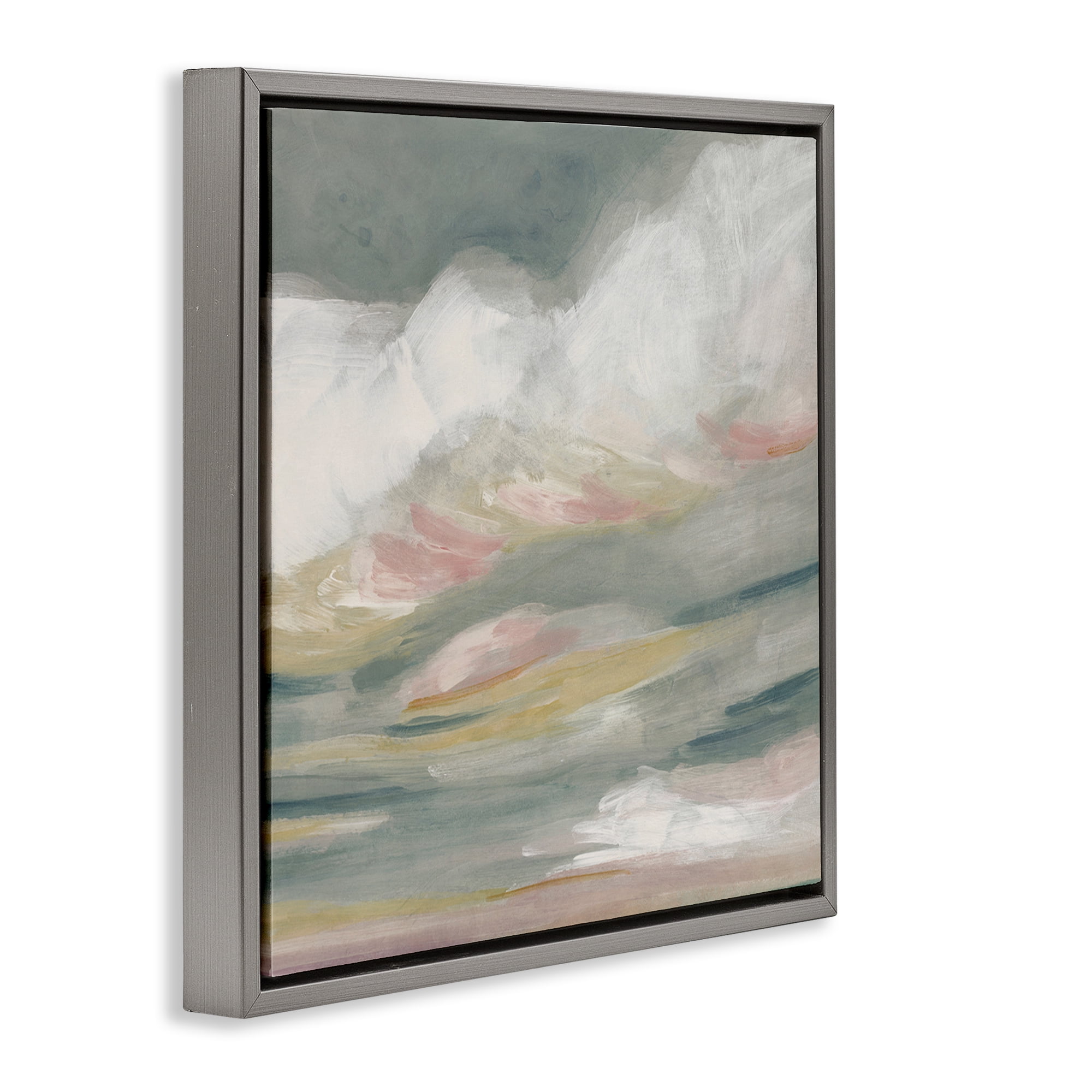 Stupell Industries Storm Clouds Abstraction Landscape Painting Gray Floater Framed Canvas Art Print Wall Art, 18 x 18