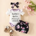 thumbnail image 2 of TOWED22 Newborn Baby Girl Clothes Daisy Print Shorts Sleeve Romper Ruffle Bloomer Shorts Headband Set Infant Summer Outfits White,12-18 M, 2 of 4