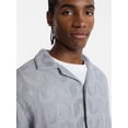 thumbnail image 4 of No Boundaries Textured Wave Design Resort Shirt with Short Sleeves, Men's XS-4XLT, 4 of 5