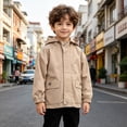 thumbnail image 2 of mgoYE Toddler Boys Windbreaker Casual Outerwear Kids Lightweight Zip Hooded Jacket Baby Cute Coat(Khaki,110), 2 of 7