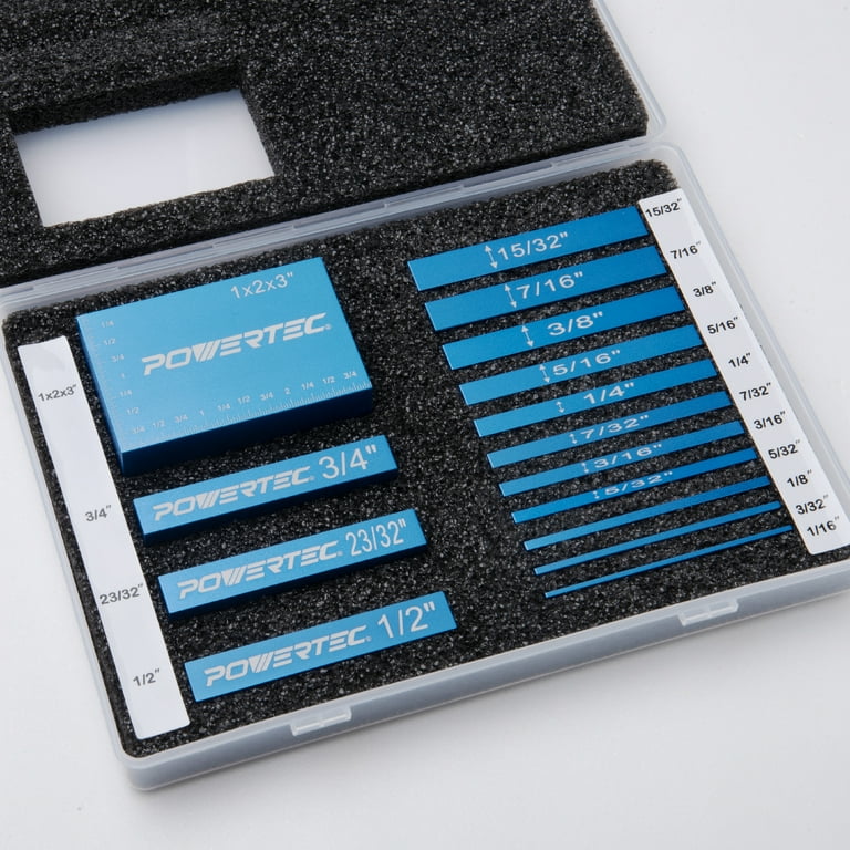 Produktbild von Verstellbarer Höhenmesser Für Oberfräse & Tischsäge – Setup Block, 1/64 – 1 1/16 Zoll, Alu & Edelstahl, Für Fräshöhe, Zaunabstand & Bohrtiefe, Holzbearbeitungs-Werkzeug