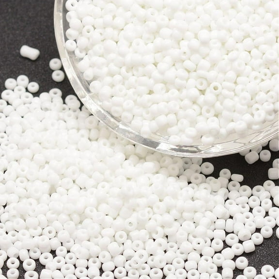 50 g 8/0 Glass Seed Beads Grade A Round Opaque Colours White 2.8~3.2mm Hole: 1.0mm 1500pcs/50g