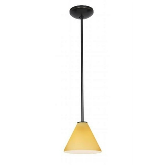 Sydney Inari Silk 28004-1C-ORB-AMB Brushed Steel - Amber Sydney 1 Light Mini Pendant Bronz