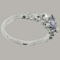 thumbnail image 4 of LBG British Made Solid 18k White Gold Natural Tanzanite & Cubic Zirconia Womens Anniversary Ring - 33 size options - Size 12, 4 of 9