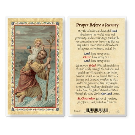 

Prayer Before a Journey Gold-Stamped Laminated Catholic Prayer Holy Card with Prayer on Back Pack of 25