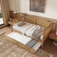 thumbnail image 3 of Euroco Traditional Style Rattan Twin Size Daybed with Trundle, Adult, Antique Walnut, 3 of 8